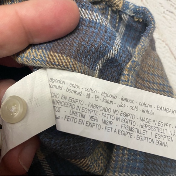 Zara Casual plaid Blue and Tan Checkered long sleeve button down Shirt - Picture 10 of 10